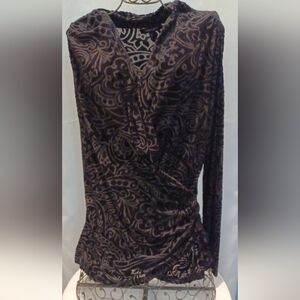 Karen Kane Black Faux Velvet Wrap Top